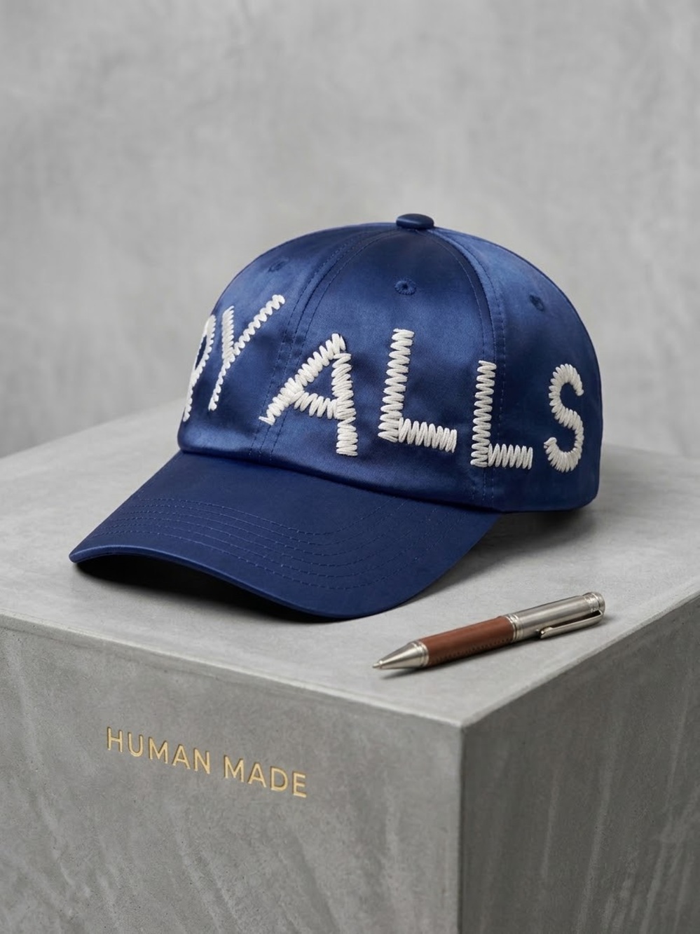 Human Made Navy Blue Satin Cap